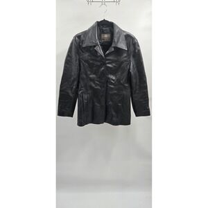 Oakwood Classic Outdoor Women's Black Leather Button Jacket Size M 100% Leather